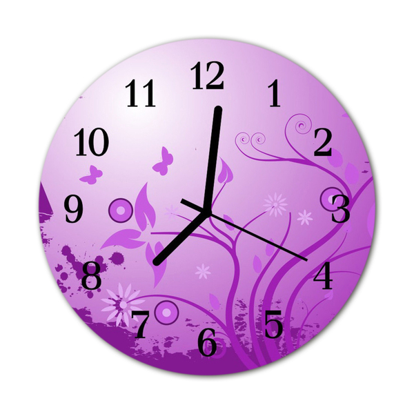 Glass Kitchen Clock Flowers art flowers & plants purple