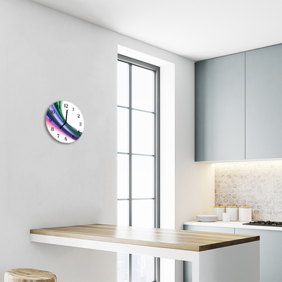 Glass Kitchen Clock Abstract lines art multi-coloured