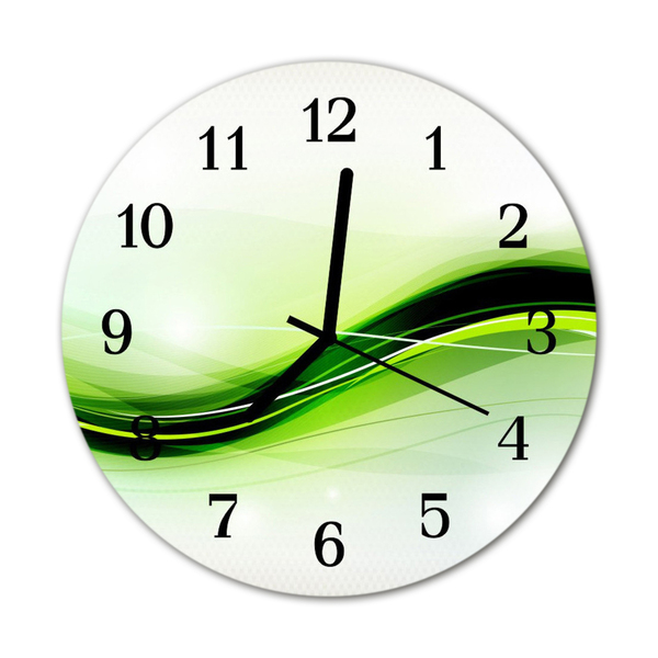 Glass Kitchen Clock Abstract lines art green