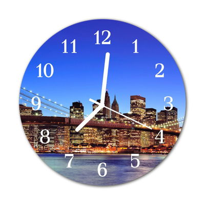 Glass Kitchen Clock Skyline bridge city multi-coloured