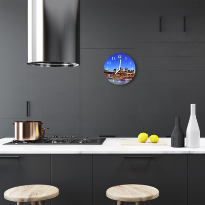 Glass Kitchen Clock Skyline bridge city multi-coloured