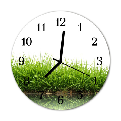 Glass Kitchen Clock Grass flowers & plants green