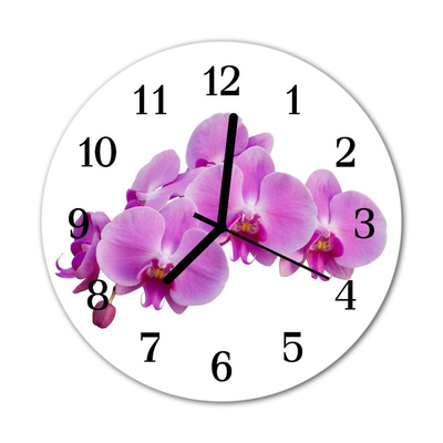 Glass Kitchen Clock Orchid flowers & plants pink