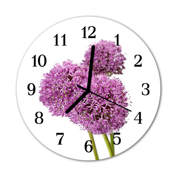 Glass Kitchen Clock Flower flowers & plants purple