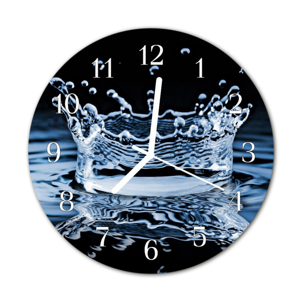 Glass Kitchen Clock Water nature blue, black