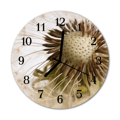 Glass Kitchen Clock Dandelion flowers & plants beige