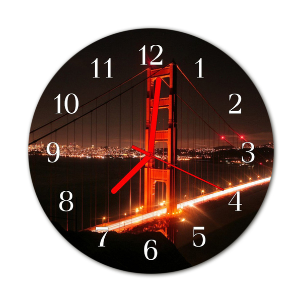 Glass Kitchen Clock Bridge architecture multi-coloured