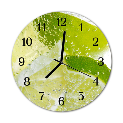 Glass Kitchen Clock Limes water kitchen green