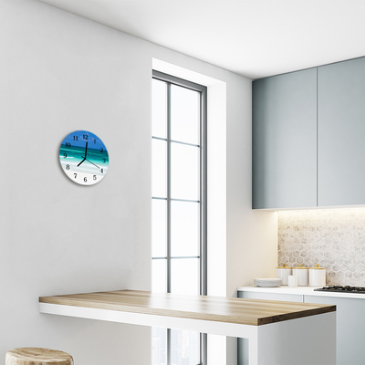 Glass Kitchen Clock Beach sea landscape blue