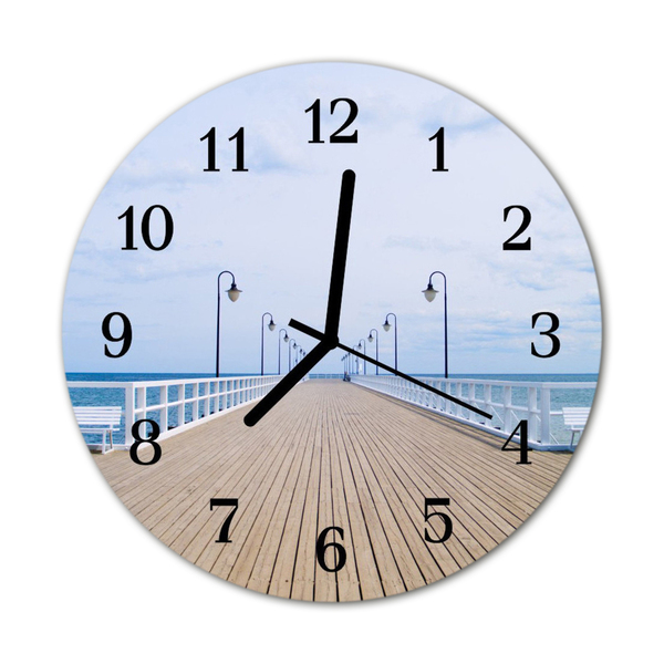 Glass Kitchen Clock Pier landscape multi-coloured