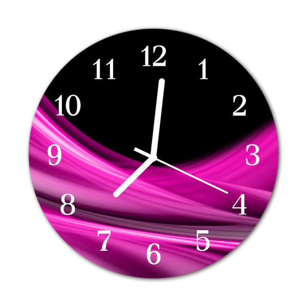 Glass Kitchen Clock Abstract lines art black, purple