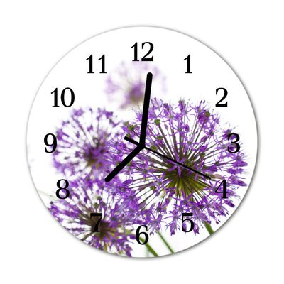 Glass Kitchen Clock Flower flowers & plants purple