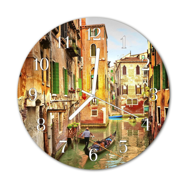 Glass Kitchen Clock Venice boat city multi-coloured