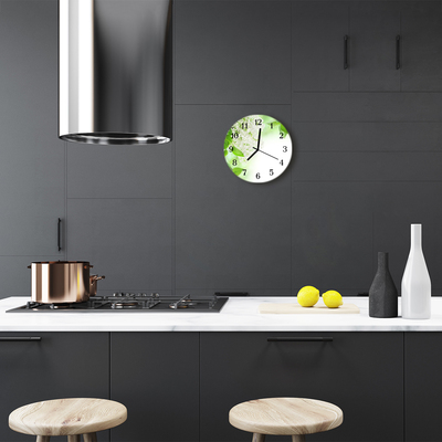 Glass Kitchen Clock Leaves flowers & plants green