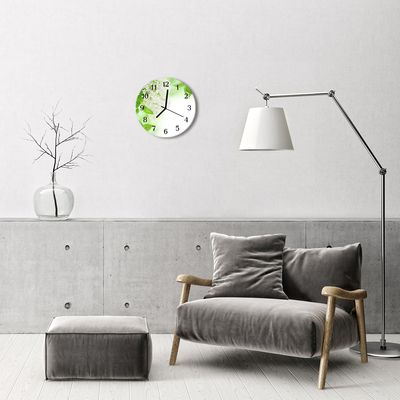 Glass Kitchen Clock Leaves flowers & plants green