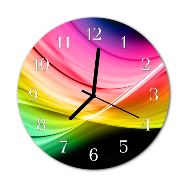 Glass Kitchen Clock Abstract lines art multi-coloured