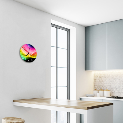 Glass Kitchen Clock Abstract lines art multi-coloured