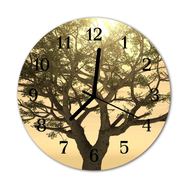 Glass Kitchen Clock Tree flowers & plants beige