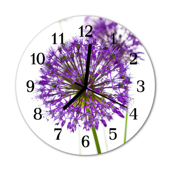 Glass Kitchen Clock Flower flowers & plants purple