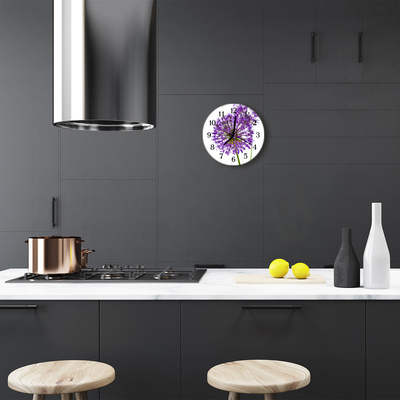 Glass Kitchen Clock Flower flowers & plants purple