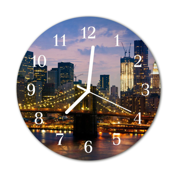 Glass Kitchen Clock Skyline bridge city multi-coloured