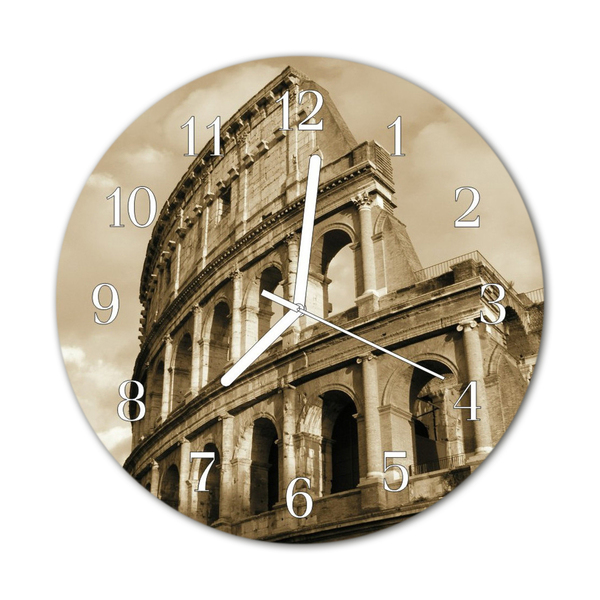 Glass Kitchen Clock Colosseum city sepia