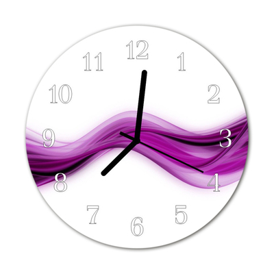 Glass Kitchen Clock Abstract lines art purple