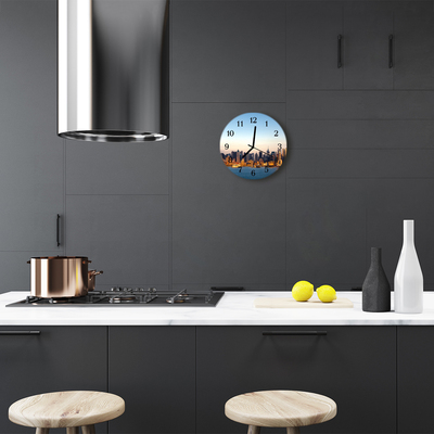 Glass Kitchen Clock Skyline city multi-coloured