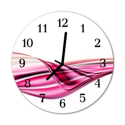 Glass Kitchen Clock Abstract lines art pink