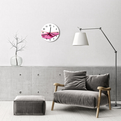 Glass Kitchen Clock Abstract lines art pink