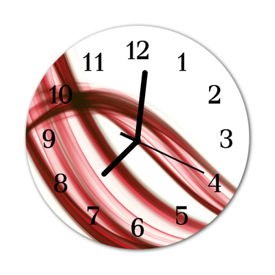 Glass Kitchen Clock Abstract lines art red