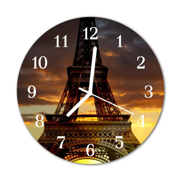 Glass Kitchen Clock Eiffel tower paris city multi-coloured