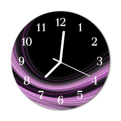 Glass Kitchen Clock Abstract lines art purple