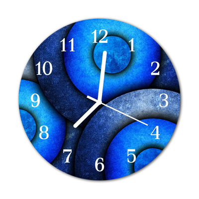 Glass Kitchen Clock Circles art art blue