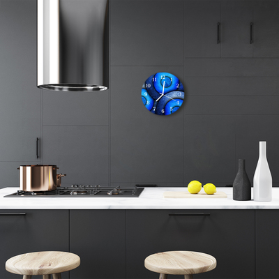 Glass Kitchen Clock Circles art art blue