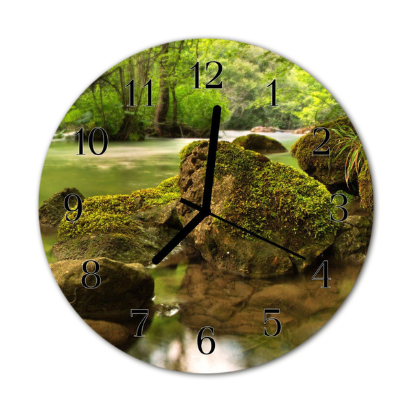 Glass Kitchen Clock Landscape river landscapes green