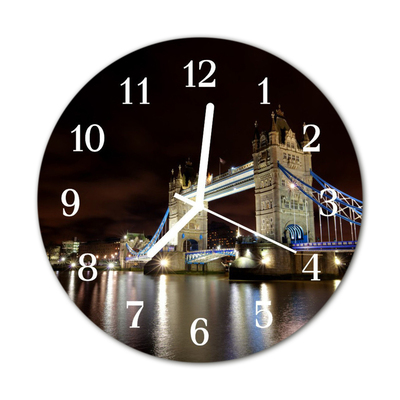 Glass Kitchen Clock Bridge london city multi-coloured