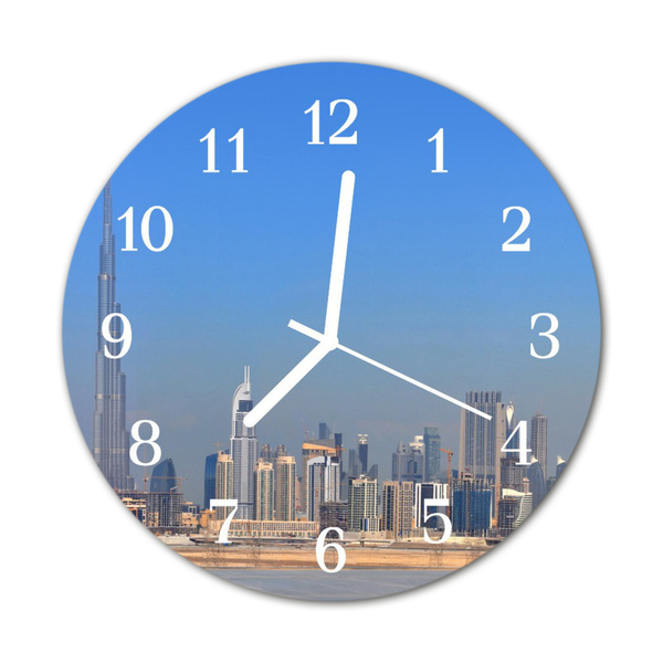 Glass Kitchen Clock Skyline dubai city multi-coloured