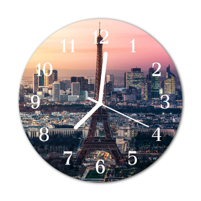 Glass Kitchen Clock Eiffel tower paris city multi-coloured