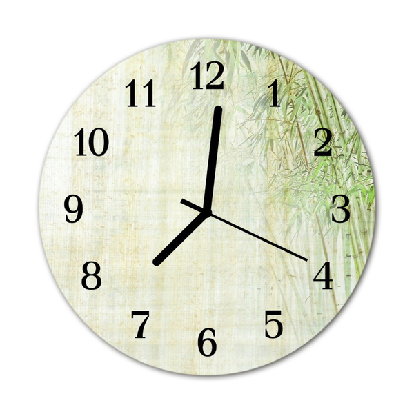 Glass Kitchen Clock Bamboo plant flowers & plants green