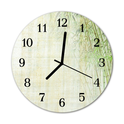 Glass Kitchen Clock Bamboo plant flowers & plants green