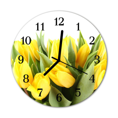 Glass Kitchen Clock Tulips flowers flowers & plants yellow