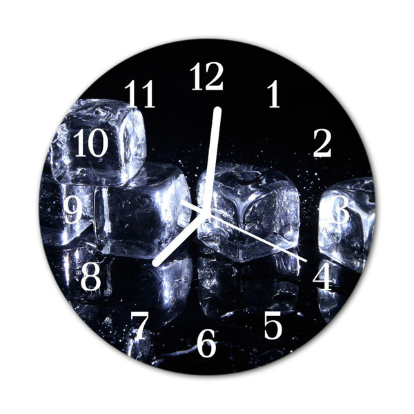 Glass Kitchen Clock Ice cubes kitchen black, white