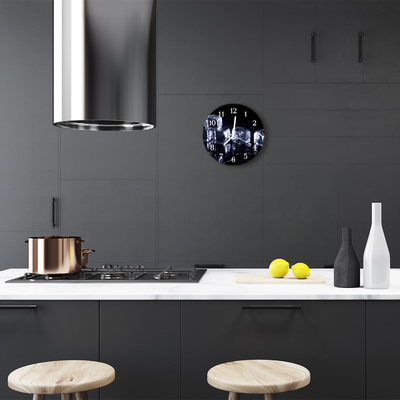 Glass Kitchen Clock Ice cubes kitchen black, white