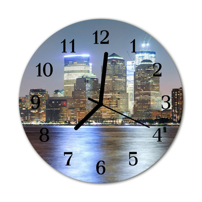 Glass Kitchen Clock Skyline city multi-coloured