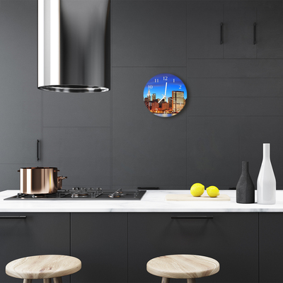 Glass Kitchen Clock Skyline city multi-coloured