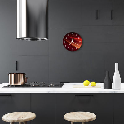 Glass Kitchen Clock Abstract art black, orange