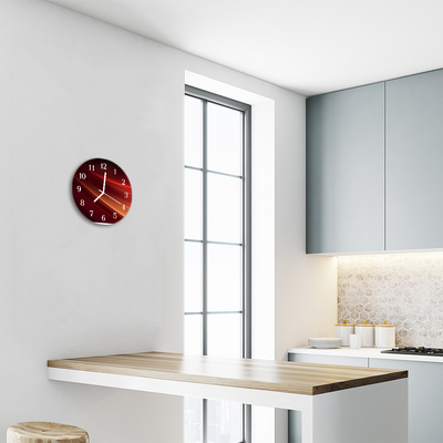 Glass Kitchen Clock Abstract art black, orange