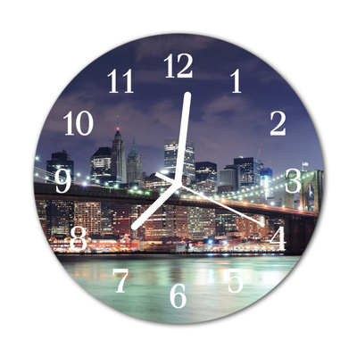 Glass Kitchen Clock Skyline bridge city multi-coloured