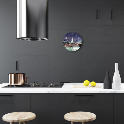 Glass Kitchen Clock Skyline bridge city multi-coloured